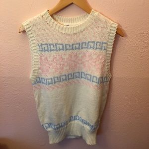 Vintage fisherman knit patterned sweater vest